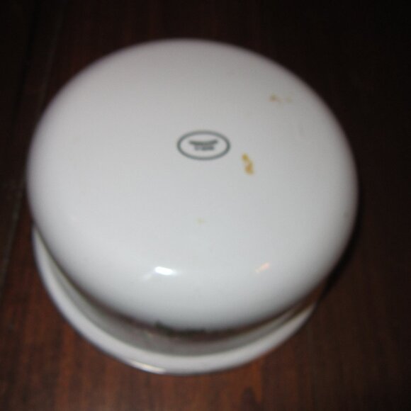 Vintage Pink and Purple Floral Enamel Bowl, White/ Silvertone Farmhouse Chic - Picture 8 of 14